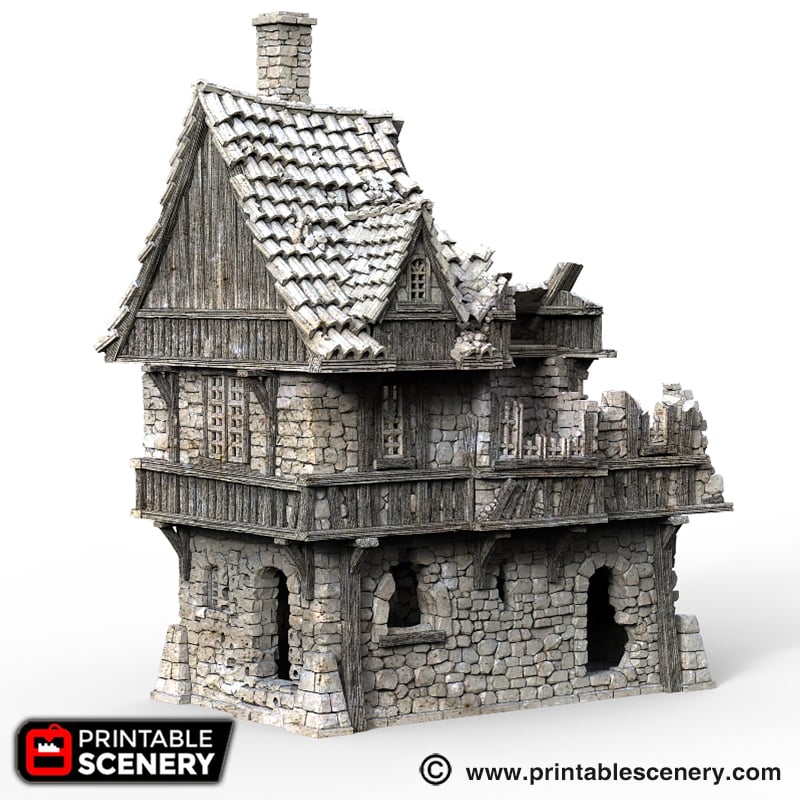 Port Winterdale Ruined Port House – Printable Scenery 3D printed tabletop terrain