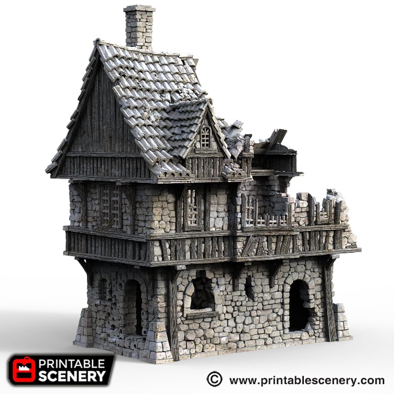 Port Winterdale Ruined Port House – Printable Scenery 3D printed tabletop terrain