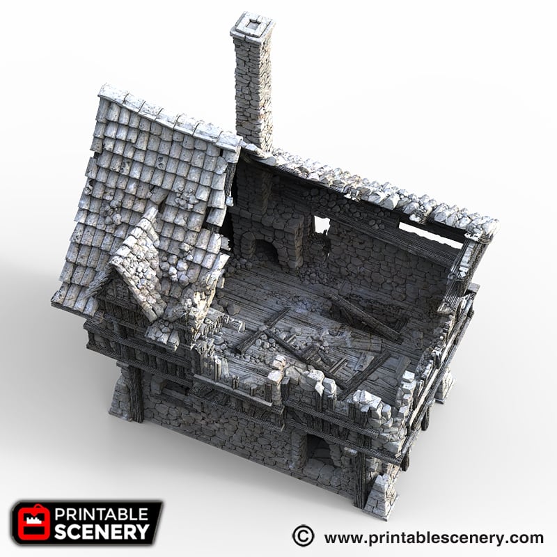 Port Winterdale Ruined Port House – Printable Scenery 3D printed tabletop terrain