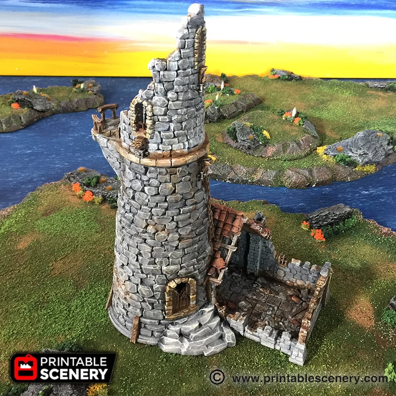Port Winterdale Ruined Lighthouse – Printable Scenery 3D printed tabletop terrain