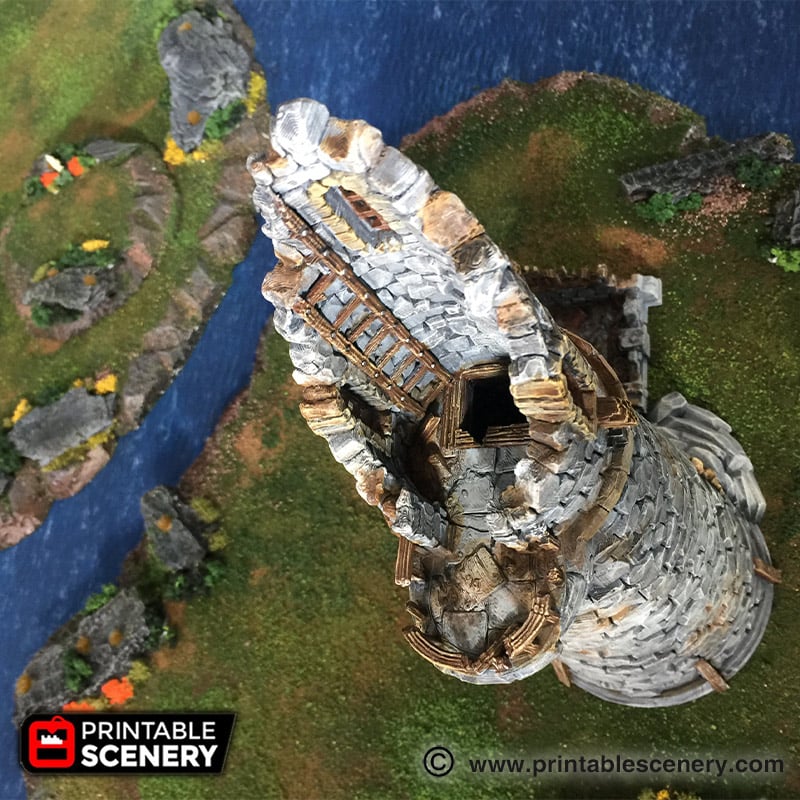 Port Winterdale Ruined Lighthouse – Printable Scenery 3D printed tabletop terrain