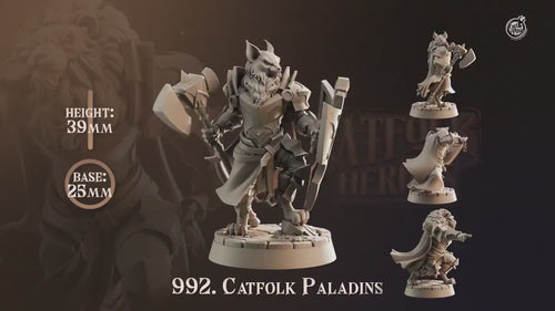 Catfolk Paladins mini set | DnD Miniature, Premium Resin, Durable and Tough for your TTRPG and Wargaming! 32mm, 28mm, Tabaxi, Ranger, Thief