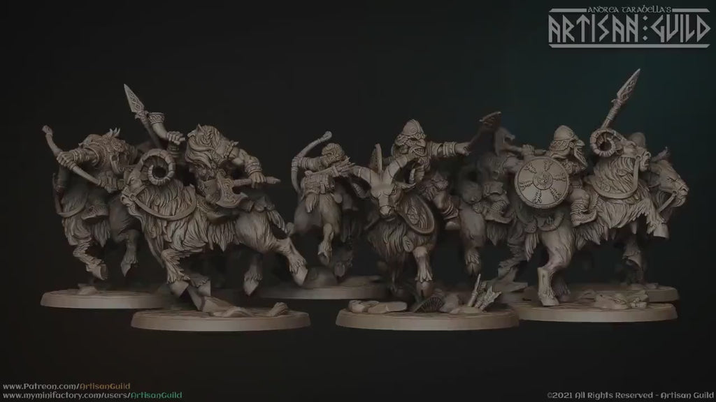 Dwarven Ram Riders - Artisans Guild | Dwarf | Male | Female | Mounted | Melee | Ranged | Fighter | Ranger | Fantasy | DnD | Pathfinder, 32mm