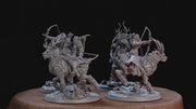 Elven Riders 28/32mm mini set  - Artisan Guild | Alfar | Drow | Male | Female | Fighter | Ranger| Pathfinder | Wargaming | Elk | Cavalry