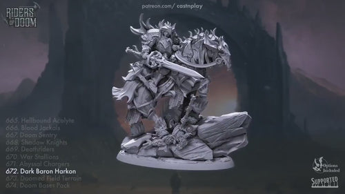 Dark Baron Harkon - dnd miniature  Cast N Play Riders of Doom, Wargaming, Human, Male, Fighter, Cleric, Paladin, Boss, Monster, Evil, Undead