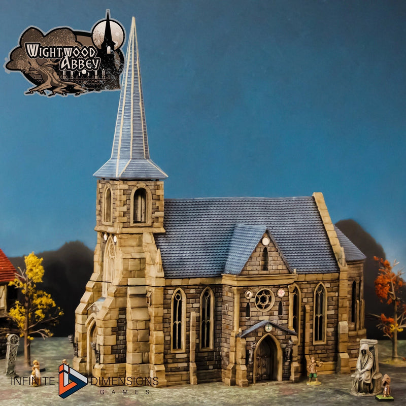 Wightwood Abbey Church | Tabletop Terrain | Dungeons And Dragons | Painted Tabletop | Tabletop Modular Building Kit | Pathfinder
