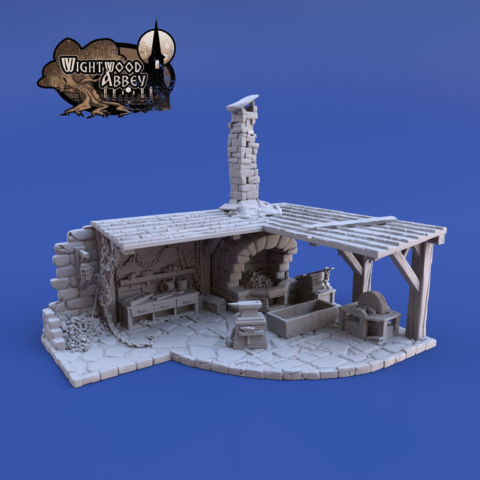 Wightwood Abbey Smithy | Tabletop Terrain | Dungeons And Dragons | Painted Tabletop | Tabletop Modular Building Kit | Pathfinder