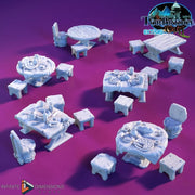 Cantina Furniture | Resin Tabletop Terrain | Dungeons And Dragons | Painted Tabletop | Tabletop Modular Building Kit | Pathfinder