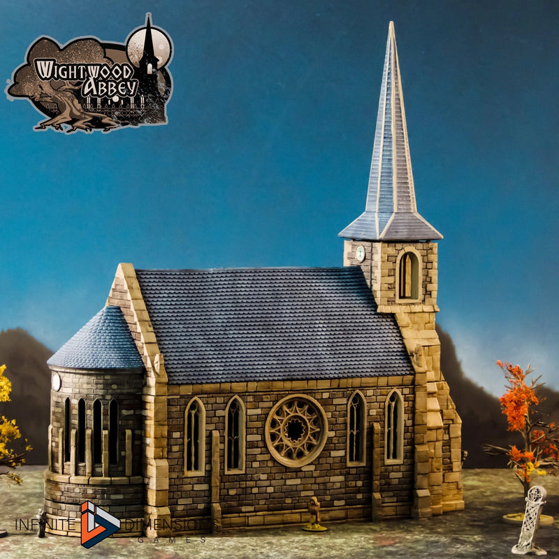 Wightwood Abbey Church | Tabletop Terrain | Dungeons And Dragons | Painted Tabletop | Tabletop Modular Building Kit | Pathfinder