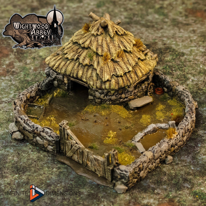 Medieval Porc Sty | Tabletop Terrain | Dungeons And Dragons | Painted Tabletop | Tabletop Modular Building Kit | Pathfinder