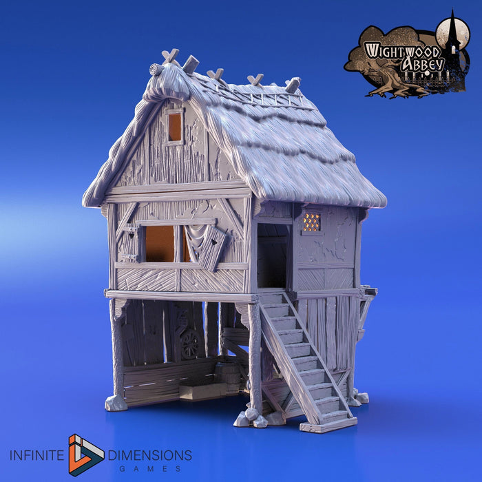 Thatched Storehouse | Tabletop Terrain | Dungeons And Dragons | Painted Tabletop | Tabletop Modular Building Kit | Pathfinder