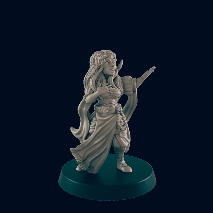 Demonkin Female Songstress - EC3D | DnD | Demonkin | Tiefling | Villager | Commoner | 32mm | Pathfinder | Frostgrave | TTRPG | Wargaming