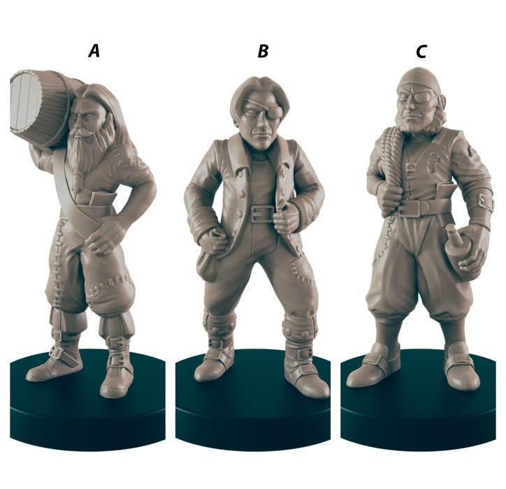 Human Sailors - EC3D | DnD | Villager minis | adventurer | Captain | 32mm | Pathfinder | commoner | TTRPG | Wargaming | Frostgrave