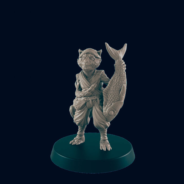 Catfolk Male Fisherman - EC3D | DnD | Catfolk | Villager | Commoner | 32mm | Pathfinder | Frostgrave | TTRPG | Wargaming