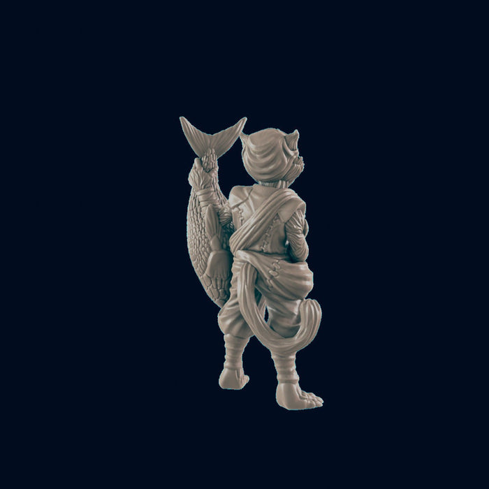 Catfolk Male Fisherman - EC3D | DnD | Catfolk | Villager | Commoner | 32mm | Pathfinder | Frostgrave | TTRPG | Wargaming