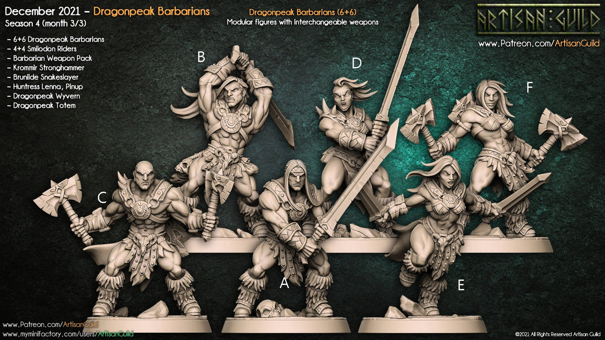 Dragonpeak Barbarians - Artisan Guild | Barbarian | Fighter | Male | Female | Fantasy | Melee | Frostgrave | DnD | Pathfinder