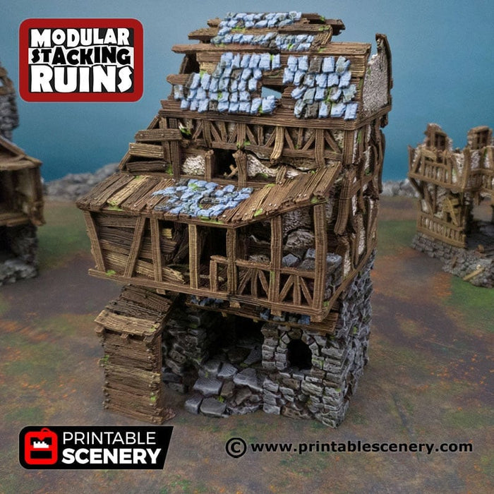 Ruined Gatehouse West Wing - Shadowfey Ruins, DnD, Pathfinder 15mm, 28mm, 32mm, wargaming scenery, warhammer, tabletop terrain, building