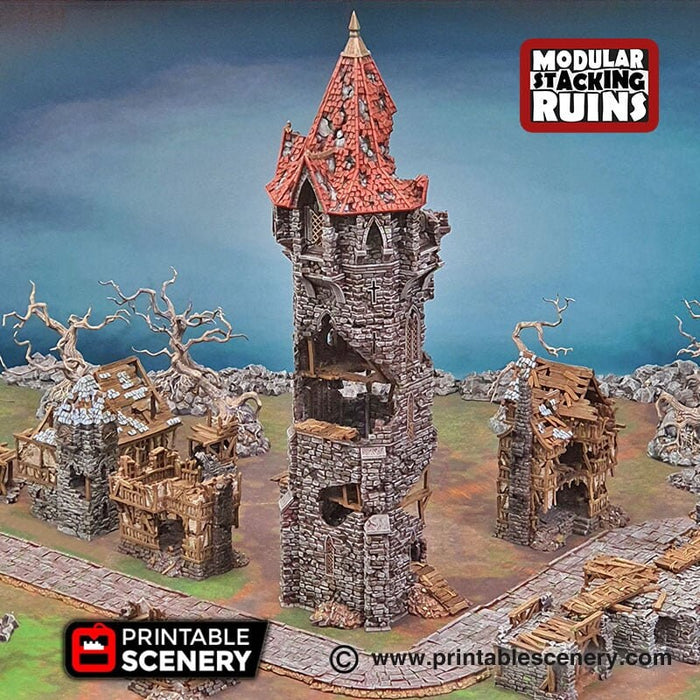 Tower of Insanity - Shadowfey Ruins, DnD, Pathfinder 15mm, 28mm, 32mm, wargaming scenery, warhammer, tabletop terrain, building