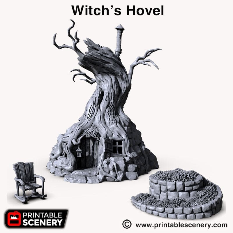 Witch's Hovel - Shadowfey Wilds, DnD 5E, Pathfinder 2E 15mm, 28mm, 32mm, wargaming terrain, warhammer, scatter scenery, D&D, building