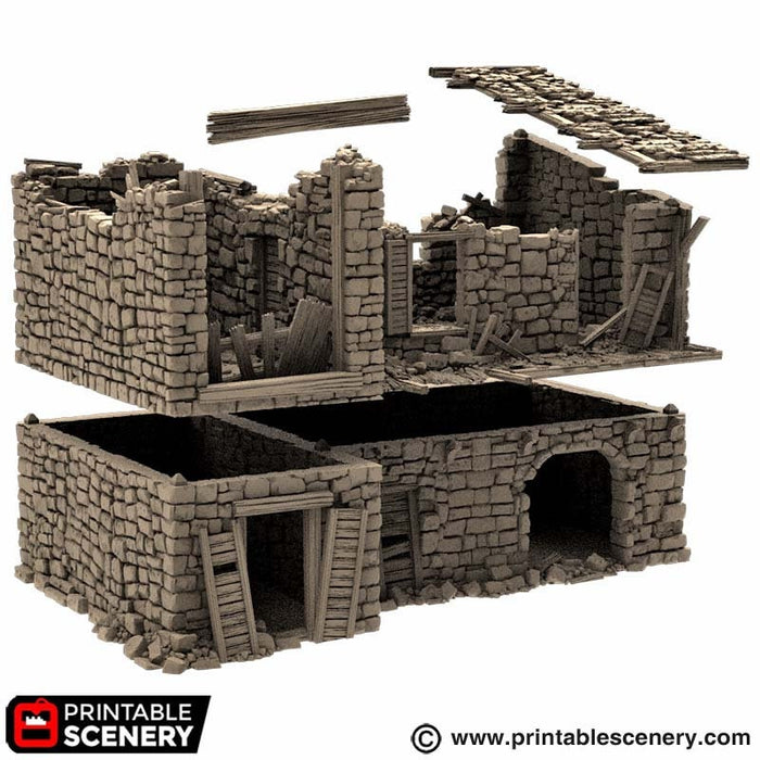 Ruined King Stables - King and Country, DnD, Pathfinder, 15mm, 28mm, 32mm, wargaming terrain, warhammer, scatter scenery D&D medieval