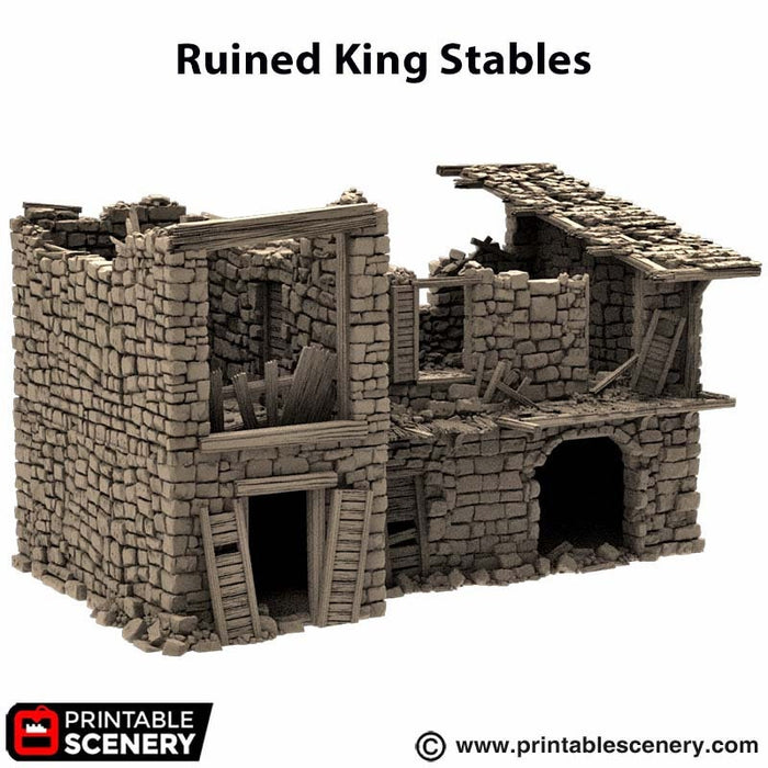 Ruined King Stables - King and Country, DnD, Pathfinder, 15mm, 28mm, 32mm, wargaming terrain, warhammer, scatter scenery D&D medieval