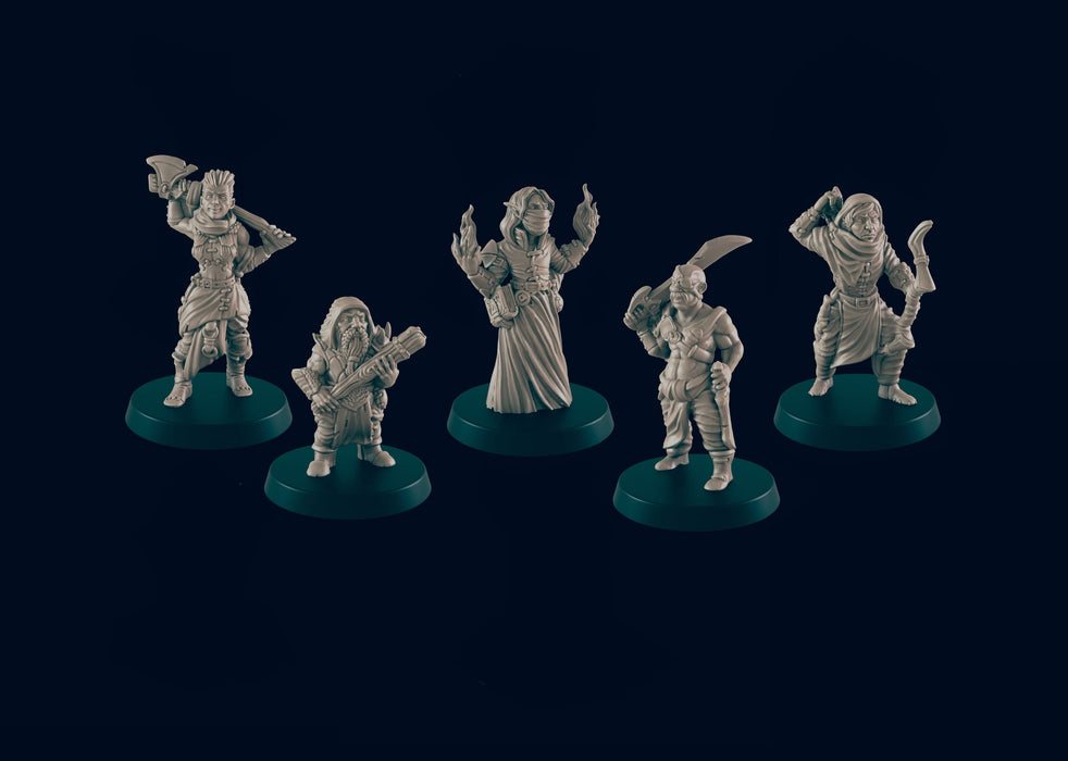 5 Bandit Pack - EC3D, DnD | Human | Monster | Dwarf | Elf | Melee, Archer, 32mm | Pathfinder | Fantasy | Wizard | Wargaming | Frostgrave