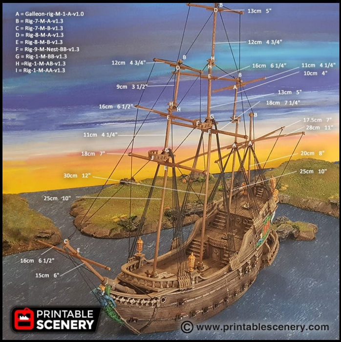 The Galleon - The Lost Ships, DnD 5E, Pathfinder 2E 15mm 28mm 32mm, wargaming terrain, warhammer, scatter scenery, D&D age of sail pirate