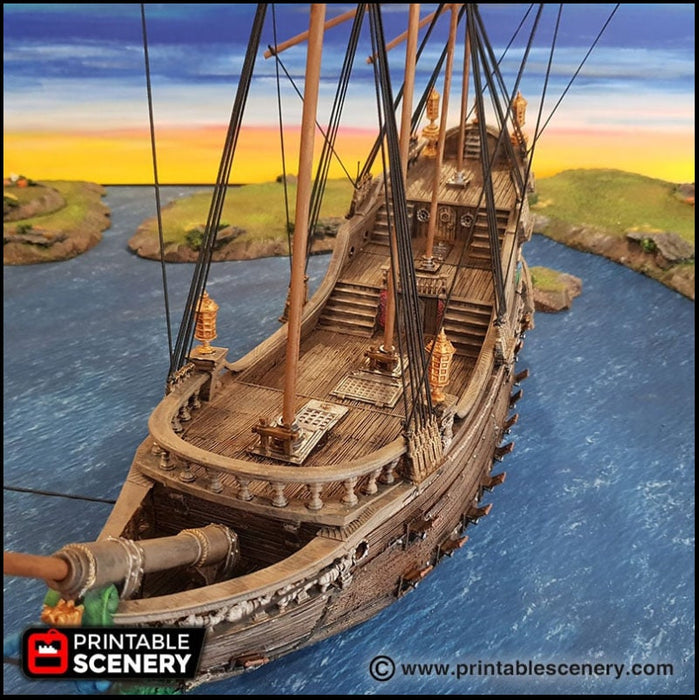 The Galleon - The Lost Ships, DnD 5E, Pathfinder 2E 15mm 28mm 32mm, wargaming terrain, warhammer, scatter scenery, D&D age of sail pirate