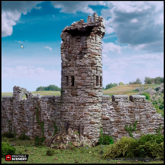 Ruined King's Round Tower - King and Country, DnD, Pathfinder, 15mm, 28mm, 32mm, wargaming terrain, scatter scenery D&D medieval castle