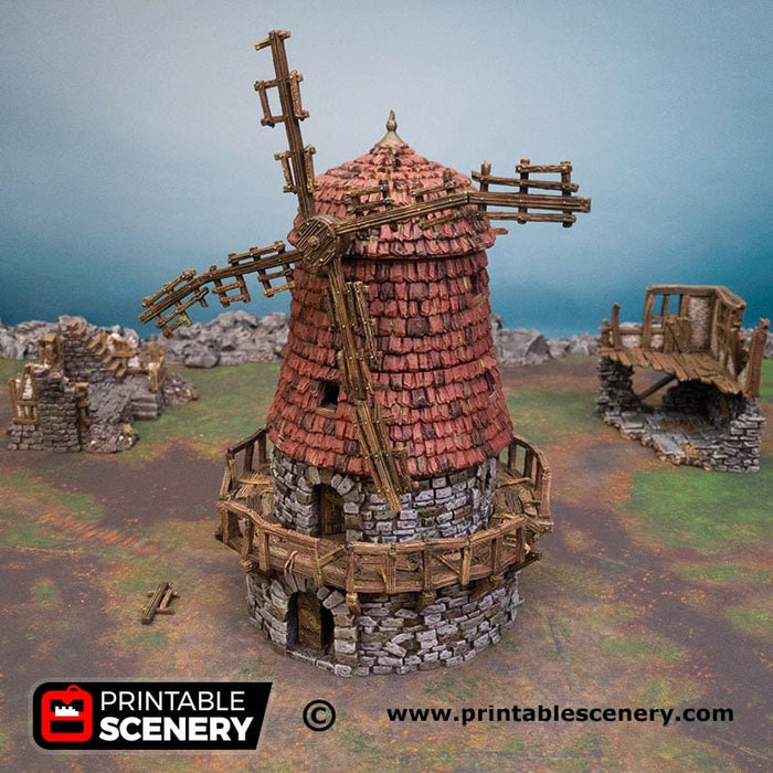 Haunted Windmill - Shadowfey Ruins, DnD, Pathfinder 15mm, 28mm, 32mm, wargaming scenery, warhammer, bolt action, tabletop terrain, building