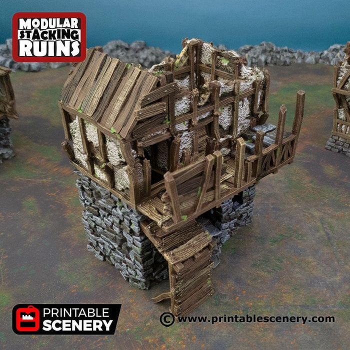 Ruined Gatehouse West Wing - Shadowfey Ruins, DnD, Pathfinder 15mm, 28mm, 32mm, wargaming scenery, warhammer, tabletop terrain, building