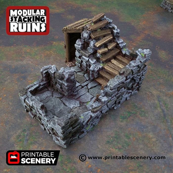 Ruined Gatehouse West Wing - Shadowfey Ruins, DnD, Pathfinder 15mm, 28mm, 32mm, wargaming scenery, warhammer, tabletop terrain, building