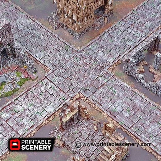 Flagstone Streets - Roads of Ruin Shadowfey, DnD, Pathfinder, 15mm, 28mm, 32mm, wargaming terrain, warhammer, scatter, D&D, scenery, modular