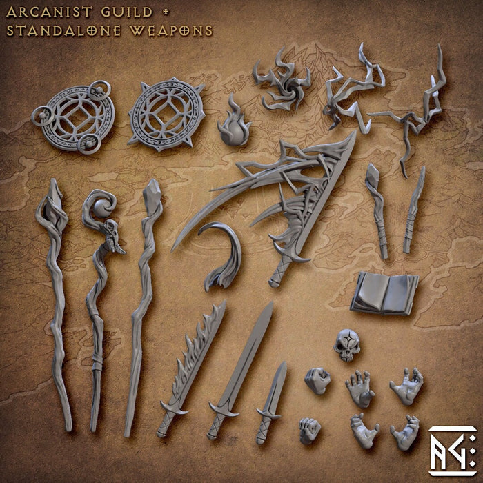 Arcanist Guild Standalone Weapons and Bits - Artisan Guild | Weapon | Wand | Staff | Sword | Spell | Hand | Book | Skull | DnD | Pathfinder