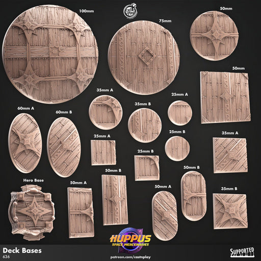 Deck Bases - Resin Miniature Bases - CnP | DnD Miniature | 25mm | 30mm | 35mm | 50mm | 60mm, Basing | Base | Mini | Pathfinder