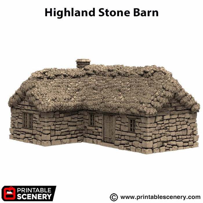 Highland Stone Barn - King and Country, DnD, Pathfinder, town, 28mm, 32mm, wargaming terrain, village, scatter scenery D&D medieval building