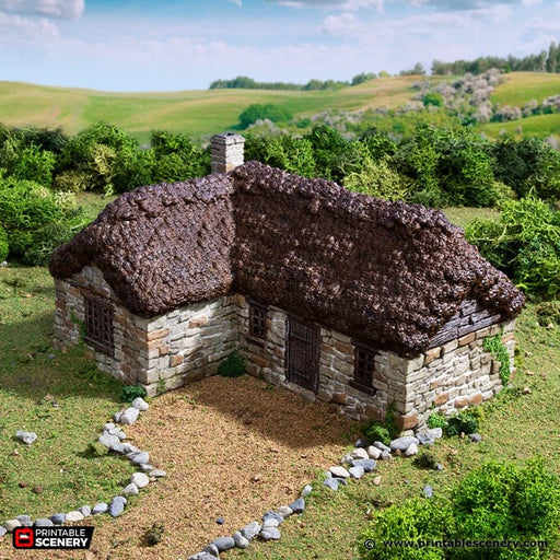 Highland Stone Barn - King and Country, DnD, Pathfinder, town, 28mm, 32mm, wargaming terrain, village, scatter scenery D&D medieval building