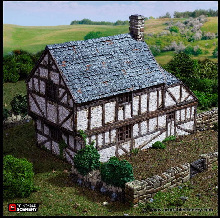 Wattle And Daub Hollyhock Cottage - King and Country, dnd Medieval building, Village, Town, Wargaming Terrain, Scatter scenery, House