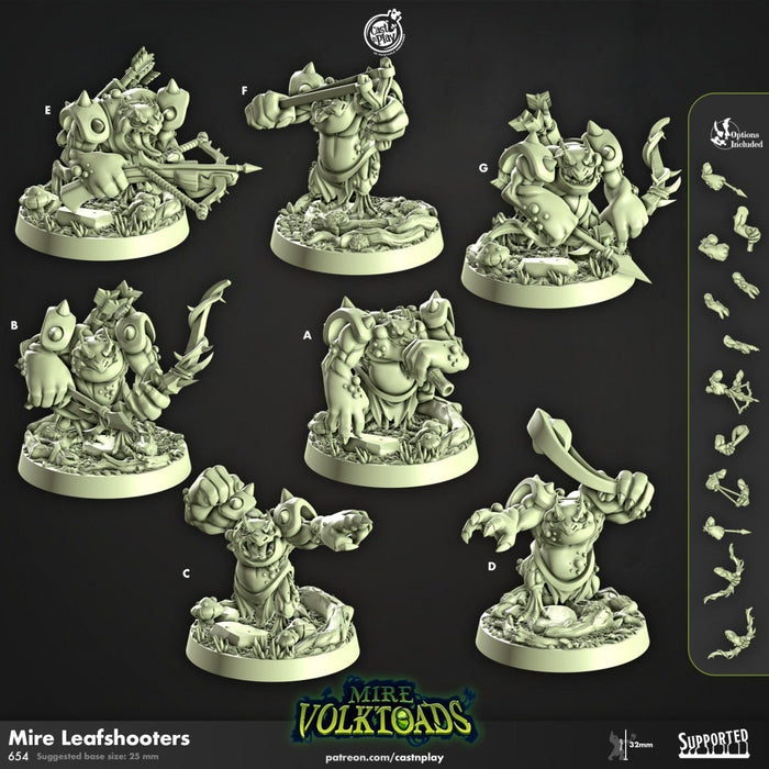 Mire Leafshooters - Cast n Play Mire Volktoads | DnD Miniature | Beastmen | Toad | Frog | Bullywug | Monster | Ranger | Ranged | Archer