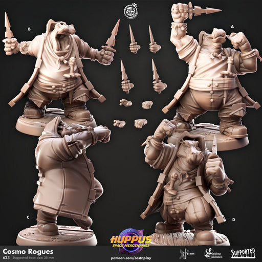 Cosmo Rogues - Cast n Play Huppus Space Mercenaries | DnD Miniature | Giff | Hippo | Rogue | Assassin, Fighter, Stealth, Melee, Monk, Ranger