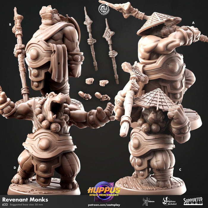 Revenant Monks - Cast n Play Huppus Space Mercenaries | DnD Miniature Giff, Hippo, Monk, Ranger, Fighter, Melee, Unarmed, Samurai