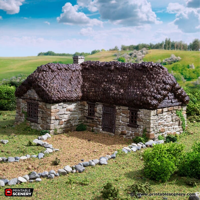 Highland Stone Barn - King and Country, DnD, Pathfinder, town, 28mm, 32mm, wargaming terrain, village, scatter scenery D&D medieval building