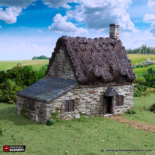 Crow Cottage - King and Country, DnD, Pathfinder, 15mm, 28mm, 32mm, wargaming terrain, scenery D&D, medieval village, house, home, town