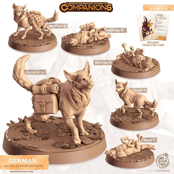 German - dnd German Shepherd mini - Cast N Play, Dog, Hound, Fighter, Familiar, Animal Companion, Ranger, Druid Form, Explorer, Fighter