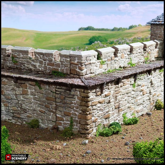 Norman Fort Walls - Corner Towers - King and Country, DnD, Pathfinder, 15mm, 28mm, 32mm, wargaming terrain, scatter scenery D&D castle