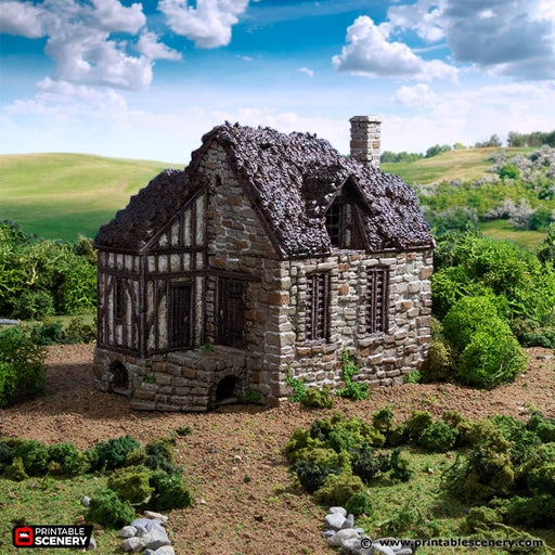 Barlyway Cottage - King and Country, DnD, Pathfinder, 15mm, 28mm, 32mm, wargaming terrain, scenery D&D, medieval village, house, home