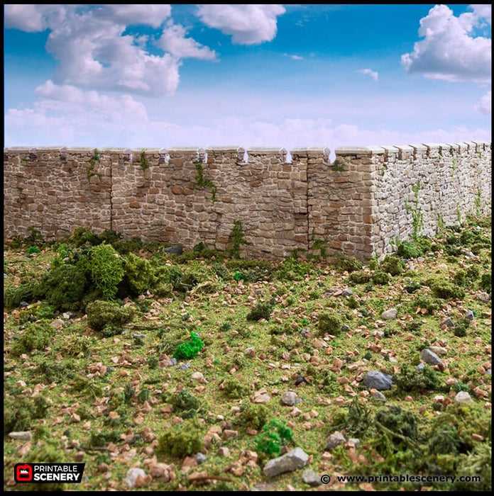 Norman Fort Walls - Basic Walls - King and Country, DnD, Pathfinder, 15mm, 28mm, 32mm, wargaming terrain, scatter scenery, medieval castle