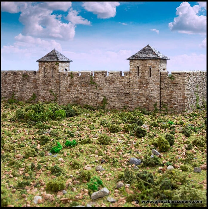 Norman Fort Walls - Basic Walls - King and Country, DnD, Pathfinder, 15mm, 28mm, 32mm, wargaming terrain, scatter scenery, medieval castle