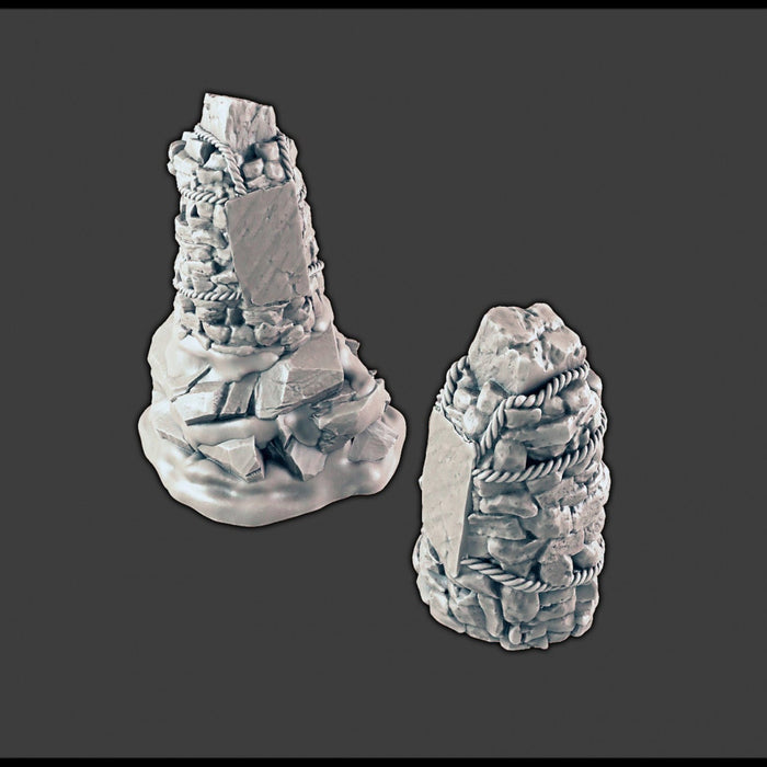 Icy Totems and Rocky Cairn - DND & Wargaming Terrain - EC3D Wilds of Wintertide, Snow, Arctic, Cold, scatter scenery, Pathfinder 2E, Fantasy