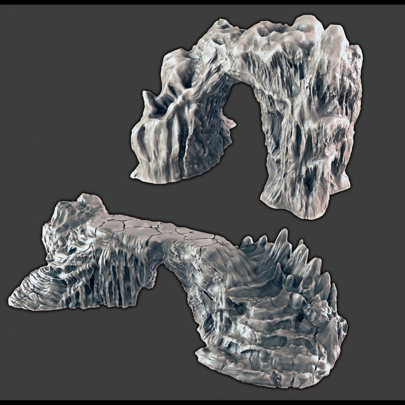 Wintry / Icy Bridge and Archway - DND & Wargaming Terrain - EC3D Wilds of Wintertide, Snow, Arctic, scatter scenery, Pathfinder 2E, Fantasy